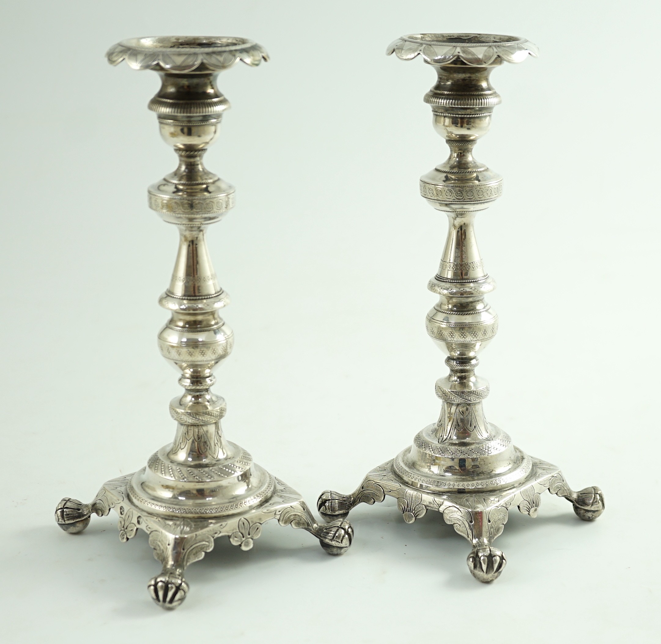 A pair of early 19th century Portuguese silver candlesticks